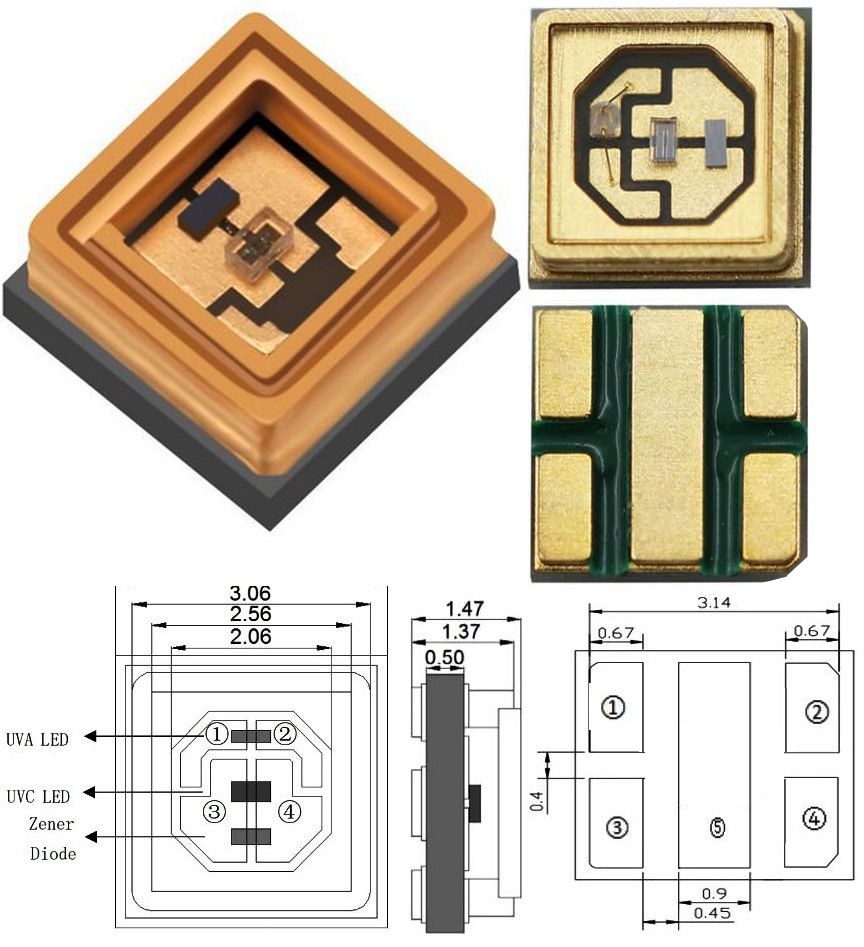 UVC-UVA LED 220-280-360-400nm